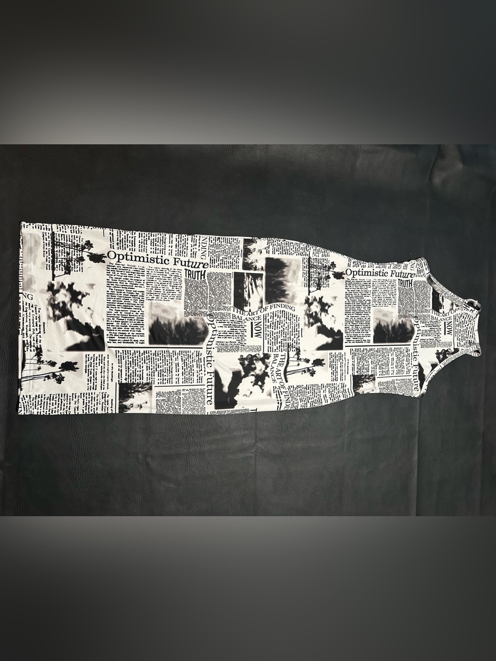 SHEIN Black & White Newspaper-Print Maxi Dress